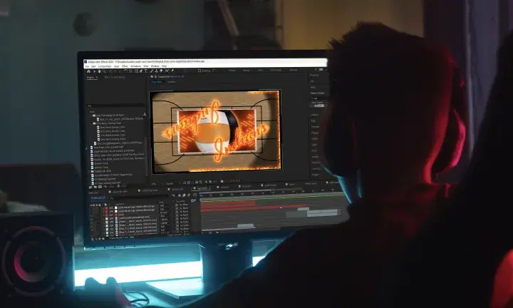 A student editing a Luxedo show in class